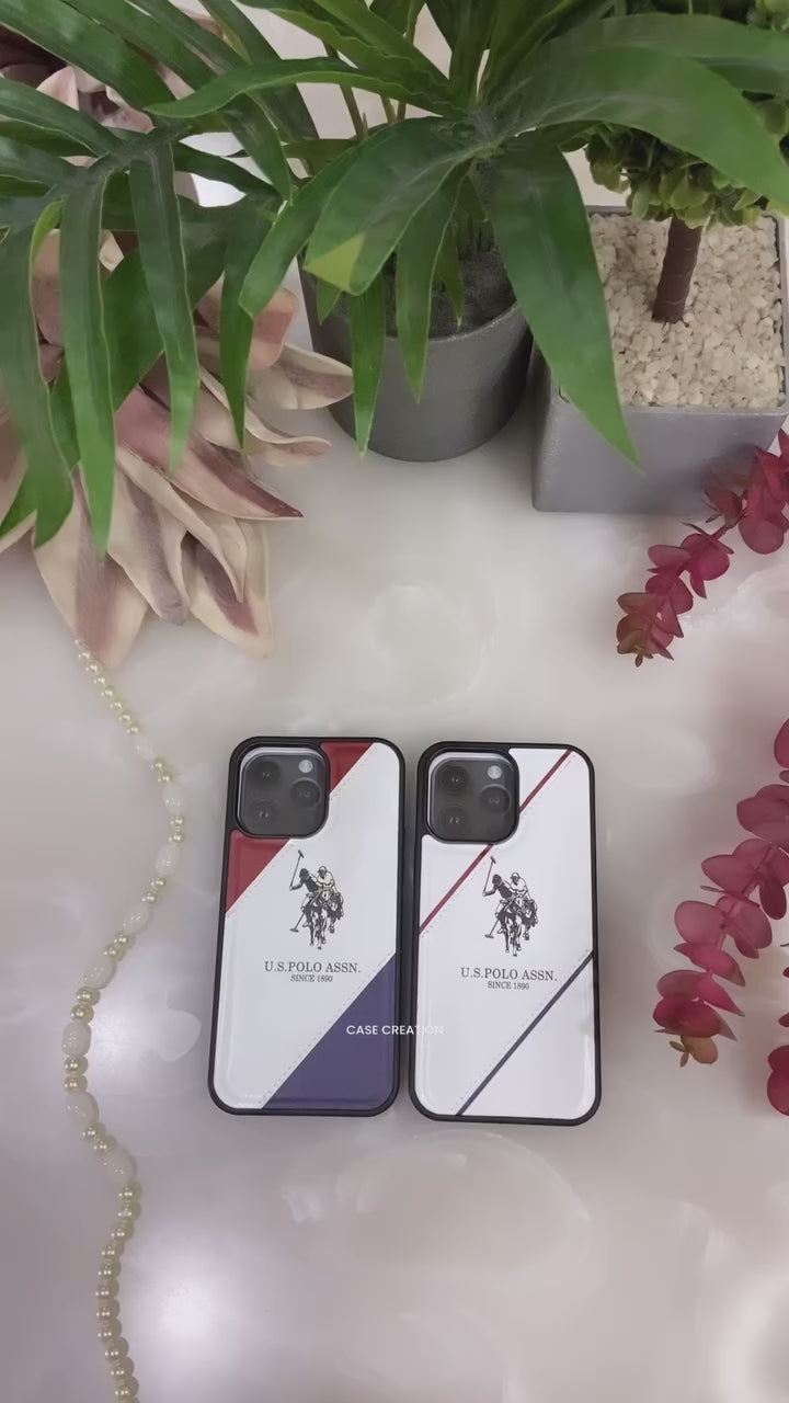 U.S. Polo Assn Double Horse Embossed Logo Protective PU Leather White Case